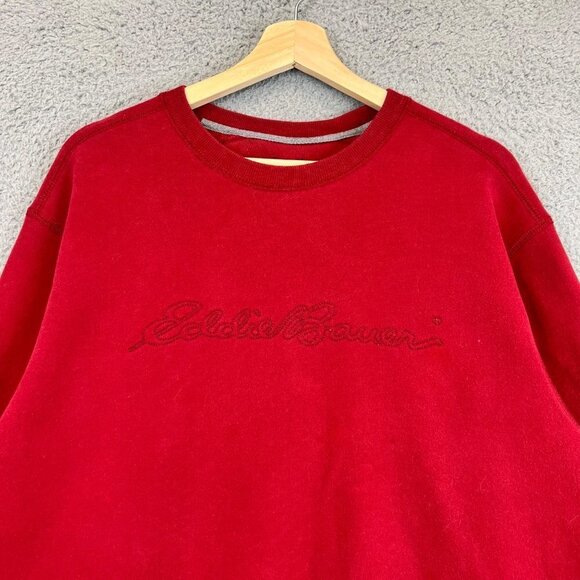 Eddie Bauer Red Spell Out logo Sweatshirt Men's Size Large Pullover - Picture 3 of 9